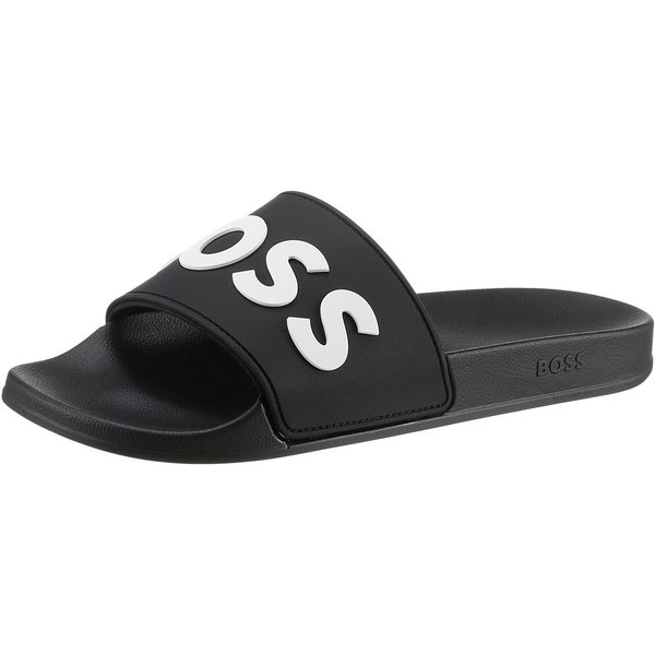 BOSS Kirk Slide Badepantolette, Sommerschuh, Poolslides, Schlappen, mit BOSS-Logoschriftzug