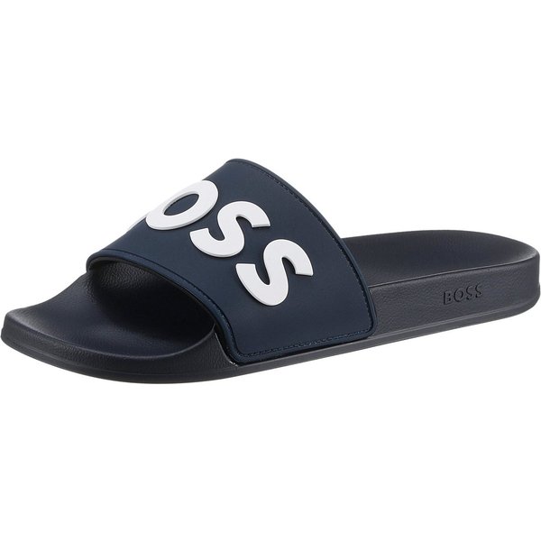 BOSS Kirk Slide Badepantolette, Sommerschuh, Poolslides, Schlappen, mit BOSS-Logoschriftzug
