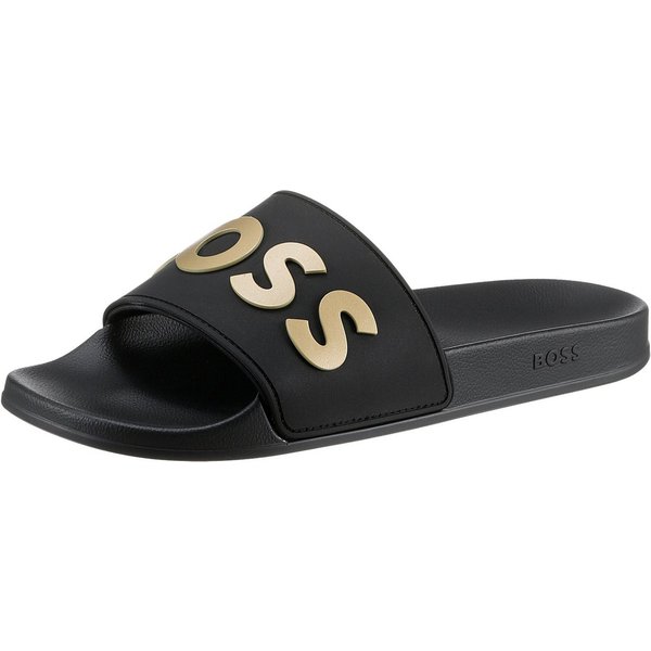 BOSS Kirk Slide Badepantolette, Sommerschuh, Poolslides, Schlappen, mit BOSS-Logoschriftzug