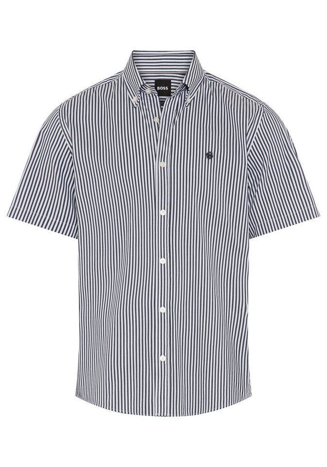 BOSS Kurzarmhemd Button-down-Kragen Regular Fit, Baumwollmix – Bild 4 von 5