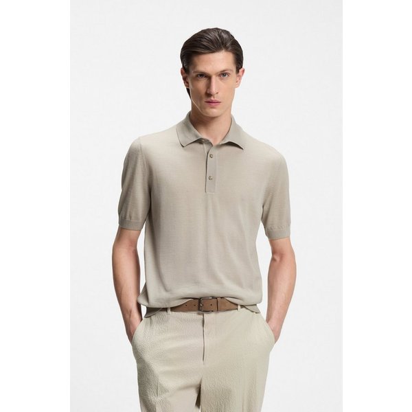 BOSS Kurzarmpullover Nolano aus Schurwolle, Polokragen