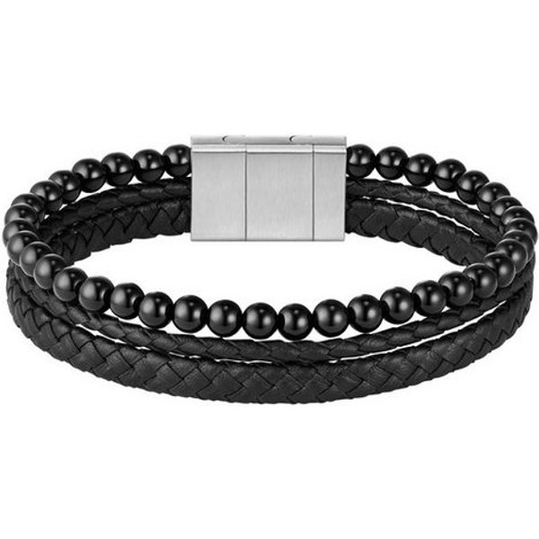 BOSS Lederarmband SPHERE MIXED, mit Onyx oder Tigerauge
