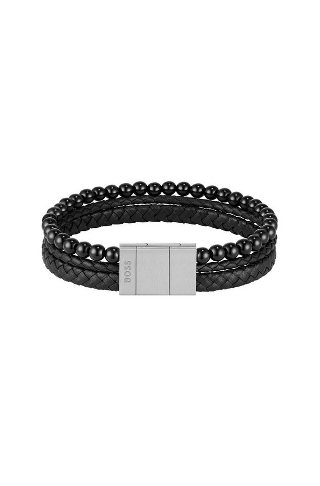 BOSS Lederarmband SPHERE MIXED, mit Onyx oder Tigerauge – Bild 2 von 2