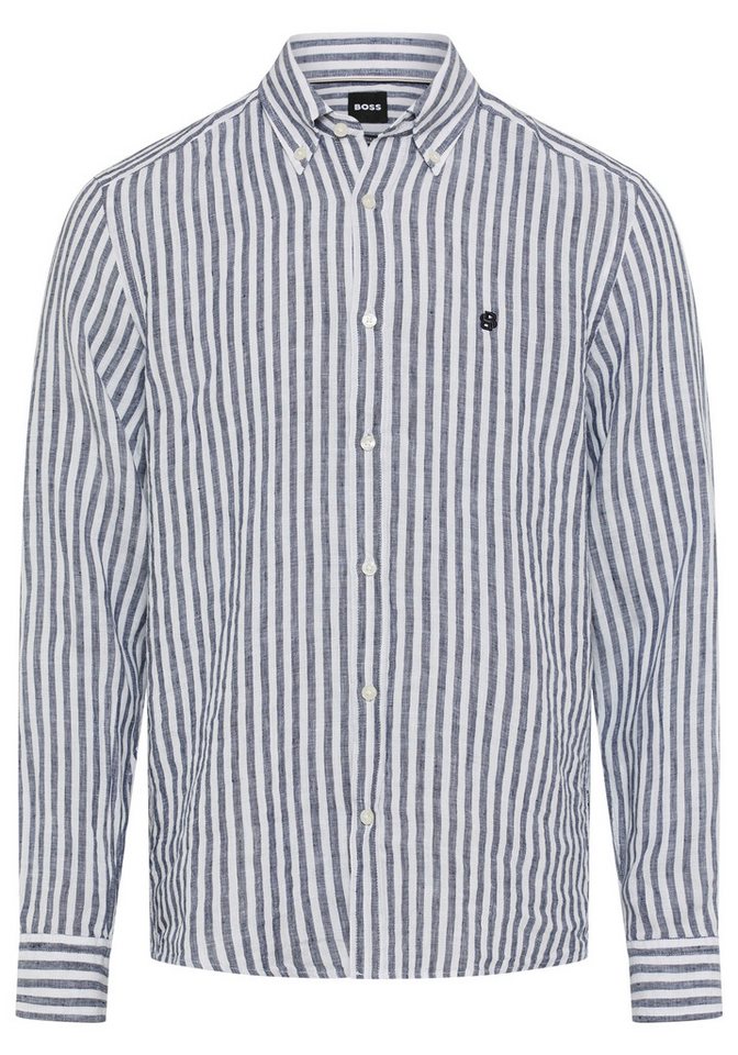 BOSS Leinenhemd LIAM 100% Leinen Premium Sommerhemd, Button-Down-Kragen, regular fit – Bild 2 von 3