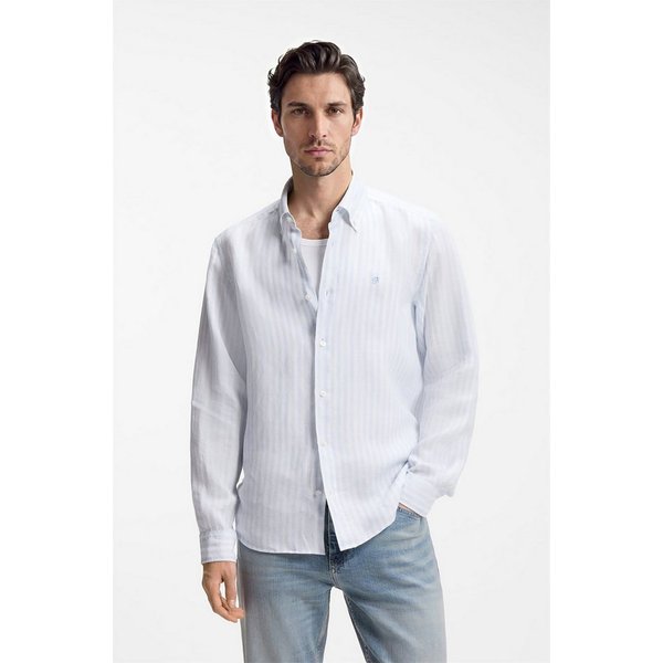 BOSS Leinenhemd LIAM 100% Leinen Premium Sommerhemd, Button-Down-Kragen, regular fit