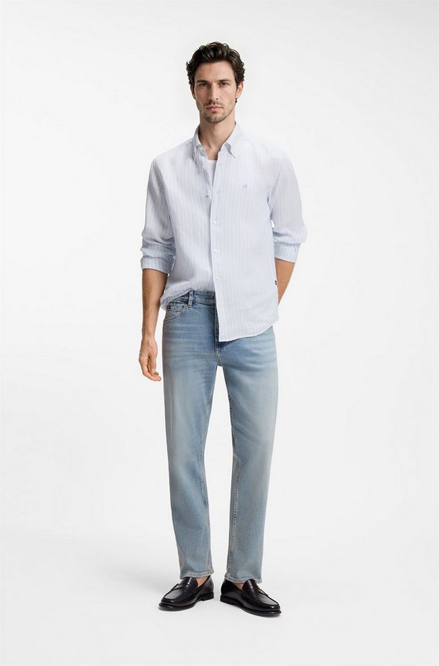 BOSS Leinenhemd LIAM 100% Leinen Premium Sommerhemd, Button-Down-Kragen, regular fit – Bild 4 von 5