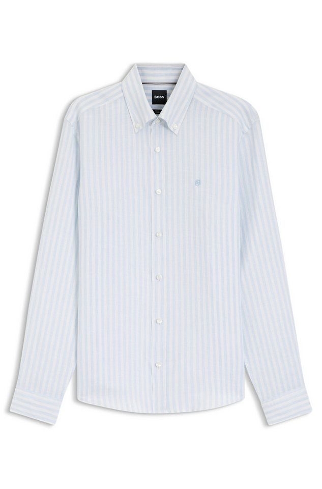 BOSS Leinenhemd LIAM 100% Leinen Premium Sommerhemd, Button-Down-Kragen, regular fit – Bild 5 von 5