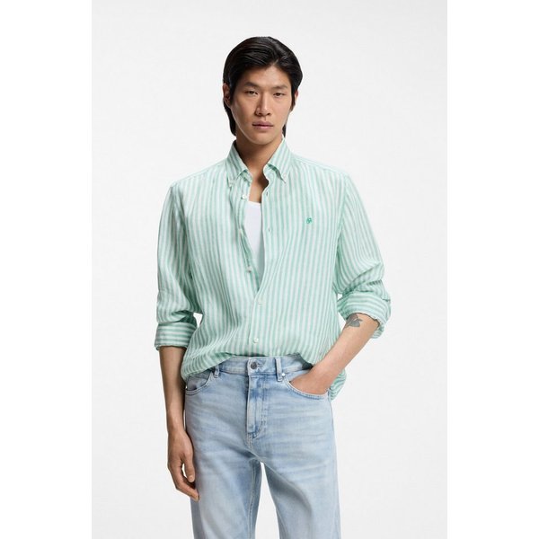 BOSS Leinenhemd LIAM 100% Leinen Premium Sommerhemd, Button-Down-Kragen, regular fit