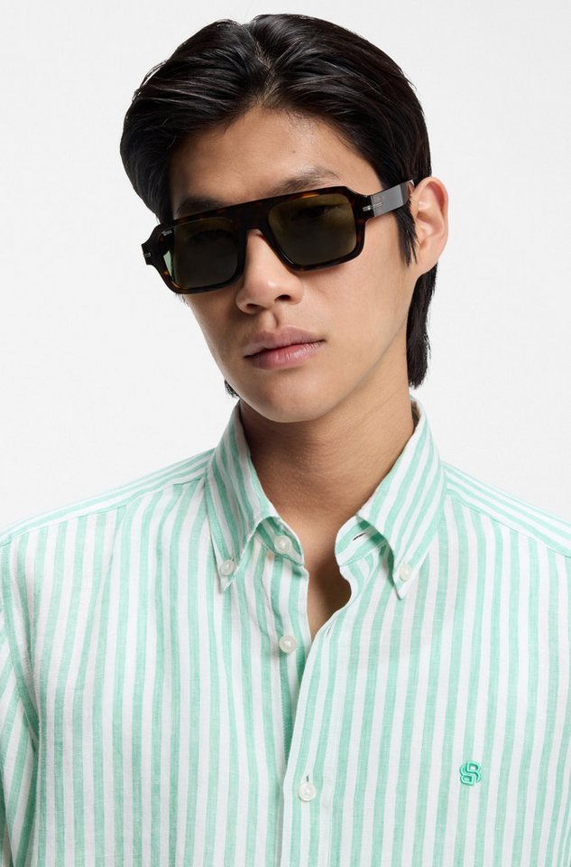 BOSS Leinenhemd LIAM 100% Leinen Premium Sommerhemd, Button-Down-Kragen, regular fit – Bild 3 von 5
