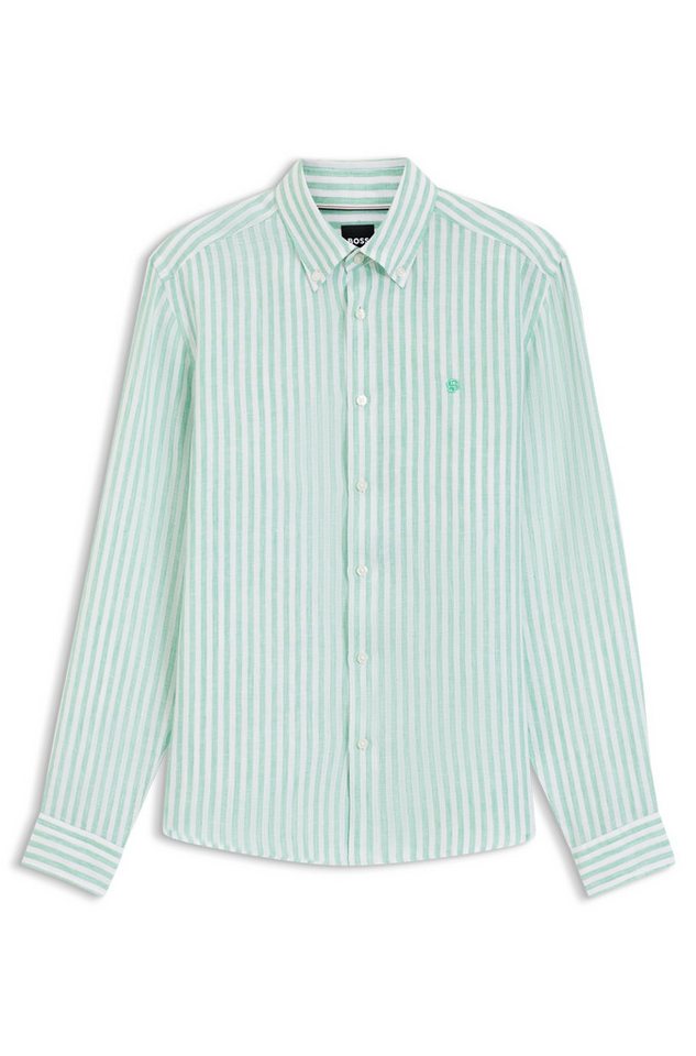 BOSS Leinenhemd LIAM 100% Leinen Premium Sommerhemd, Button-Down-Kragen, regular fit – Bild 5 von 5
