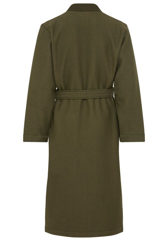 BOSS Morgenmantel Waffle Kimono, Gürtel, mit großem BOSS Logo aus Velours – Bild 2 von 2