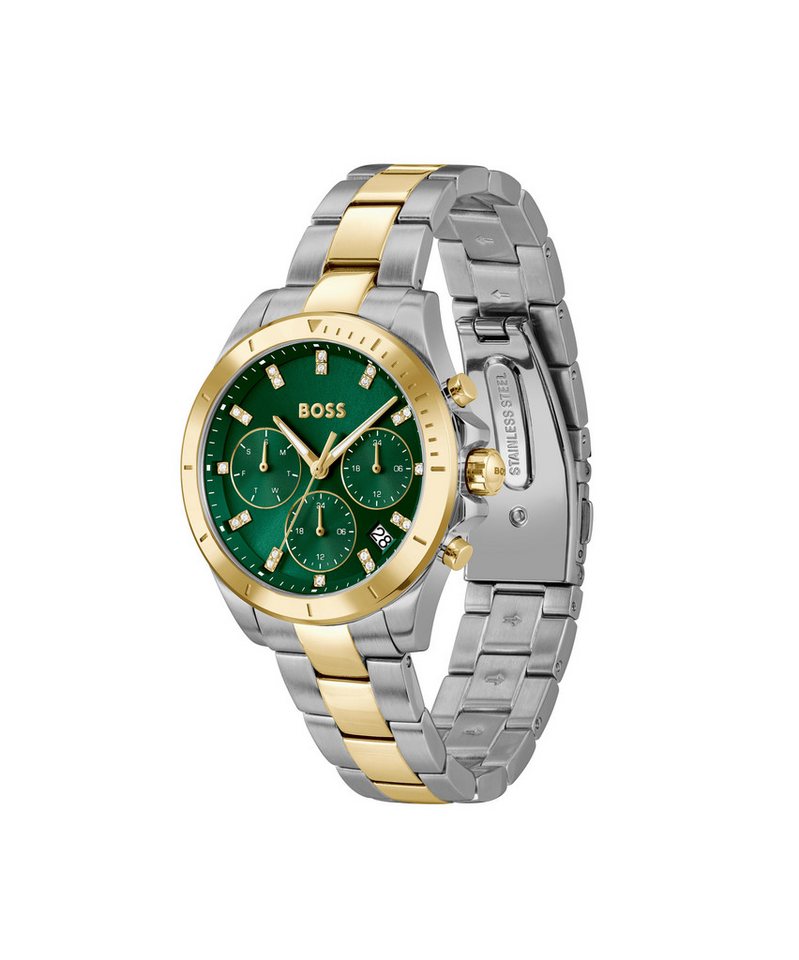 BOSS Multifunktionsuhr ALLEY 1502827, Quarzuhr, Armbanduhr, Damenuhr, Edelstahlarmband, analog, Tag – Bild 2 von 4