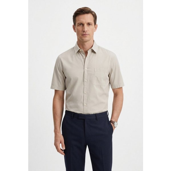 BOSS ORANGE Kurzarmhemd Regular Fit, Kentkragen, Kurzarm