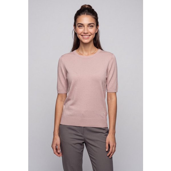 BOSS ORANGE Kurzarmpullover Fiaffu Premium Damenmode mit Lochmuster, Kaschmir-Anteil