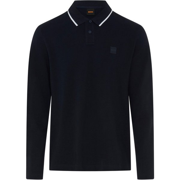 BOSS ORANGE Langarm-Poloshirt Regular Fit, reine Baumwolle, BOSS-Label