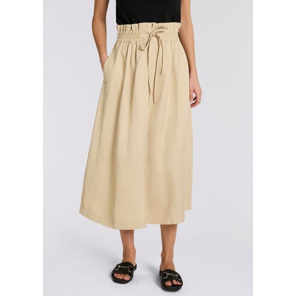 BOSS ORANGE Midirock Vakola Premium Damenmode mit Leinen-Anteil, Paperbag