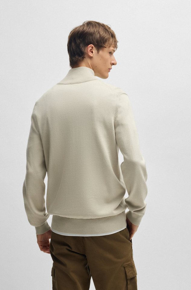 BOSS ORANGE Rollkragenpullover Kanobix Half Zip Cotton Cashmere Regular fit, Stehkragen mit Reißverschluss, Ton-in-Ton Logo – Bild 3 von 5