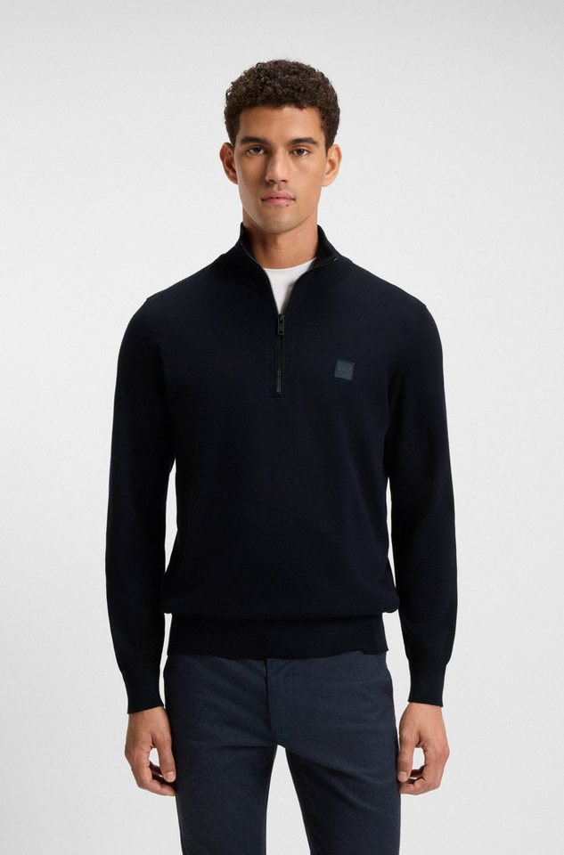 BOSS ORANGE Rollkragenpullover Kanobix Half Zip Cotton Cashmere Regular fit, Stehkragen mit Reißverschluss, Ton-in-Ton Logo – Bild 2 von 5