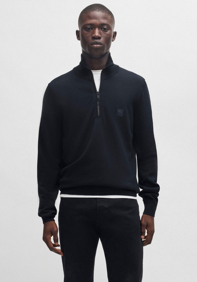 BOSS ORANGE Rollkragenpullover Kanobix Half Zip Cotton Cashmere Regular fit, Stehkragen mit Reißverschluss, Ton-in-Ton Logo – Bild 3 von 5
