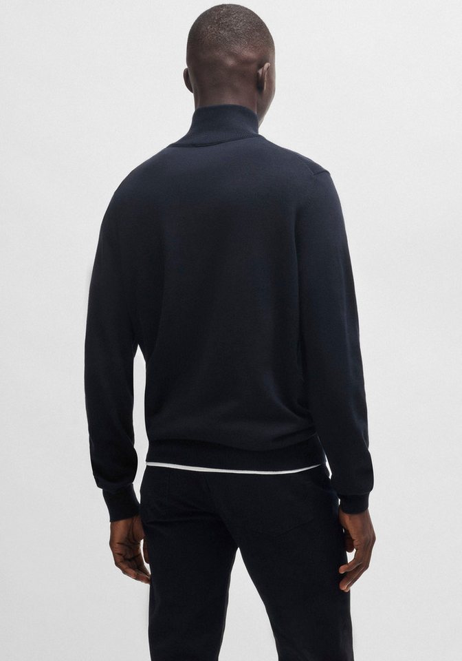 BOSS ORANGE Rollkragenpullover Kanobix Half Zip Cotton Cashmere Regular fit, Stehkragen mit Reißverschluss, Ton-in-Ton Logo – Bild 4 von 5