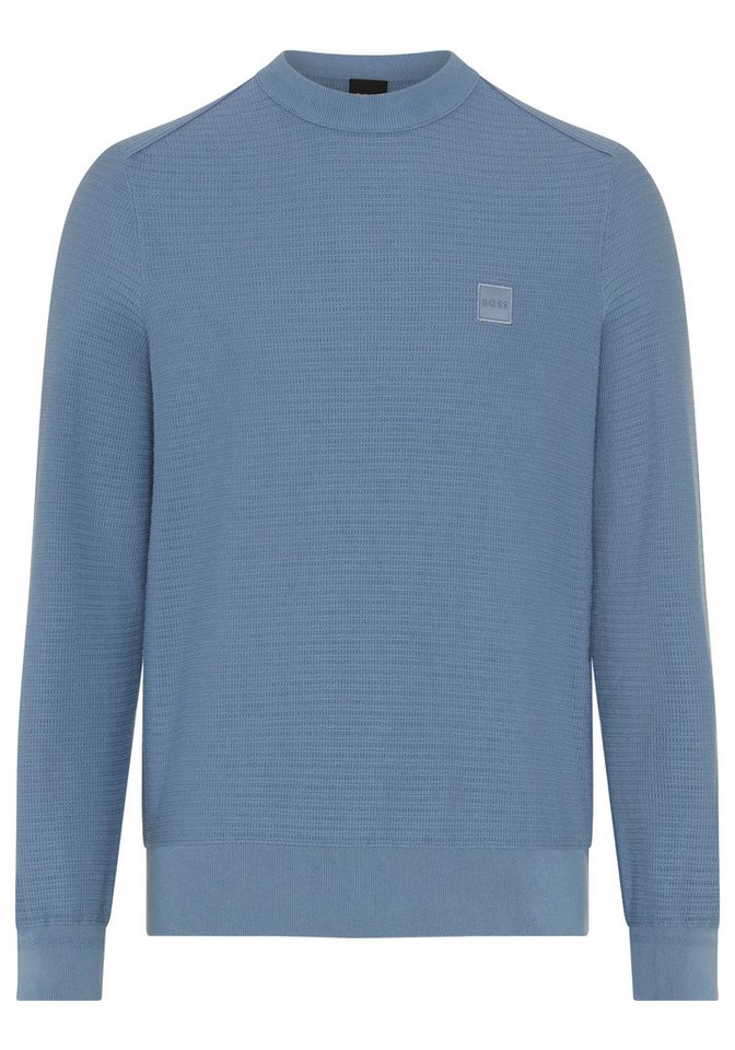 BOSS ORANGE Strickpullover Anion Cotton Cashmere Rundhalsausschnitt, Regular Fit, BOSS-Label – Bild 4 von 5