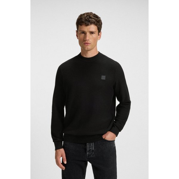 BOSS ORANGE Strickpullover Anion Cotton Cashmere Rundhalsausschnitt, Regular Fit, BOSS-Label