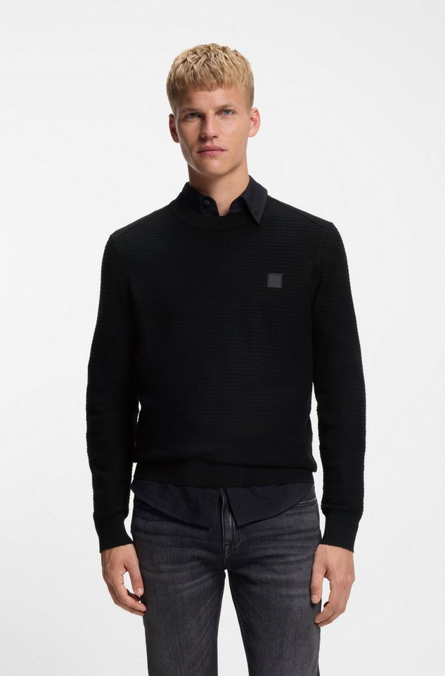 BOSS ORANGE Strickpullover Anion Cotton Cashmere Rundhalsausschnitt, Regular Fit, BOSS-Label – Bild 2 von 5