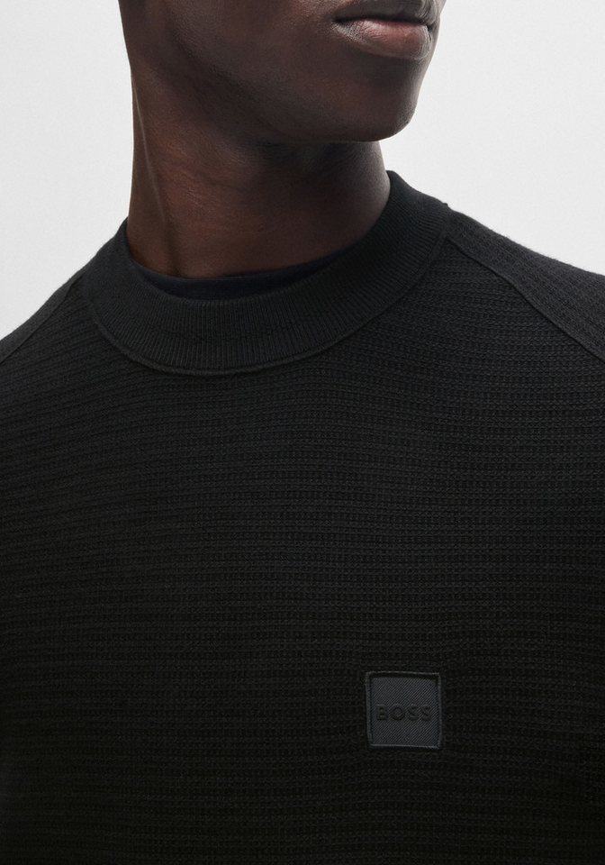 BOSS ORANGE Strickpullover Anion Cotton Cashmere Rundhalsausschnitt, Regular Fit, BOSS-Label – Bild 5 von 5