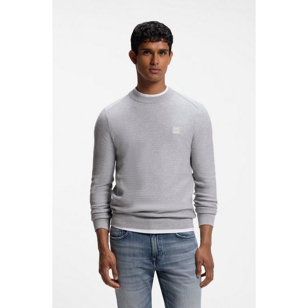 BOSS ORANGE Strickpullover Anion Cotton Cashmere Rundhalsausschnitt, Regular Fit, BOSS-Label