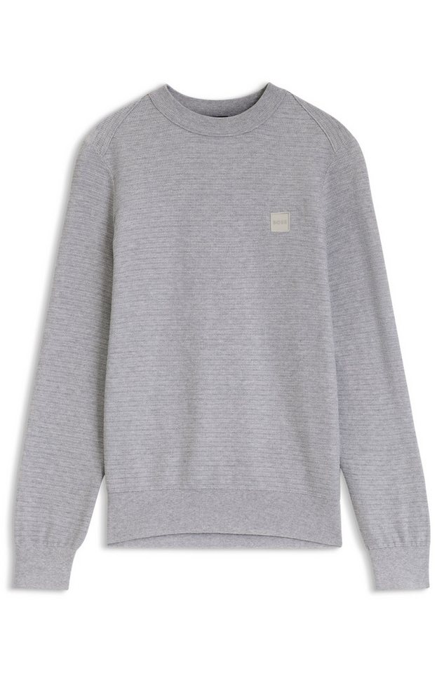 BOSS ORANGE Strickpullover Anion Cotton Cashmere Rundhalsausschnitt, Regular Fit, BOSS-Label – Bild 4 von 5
