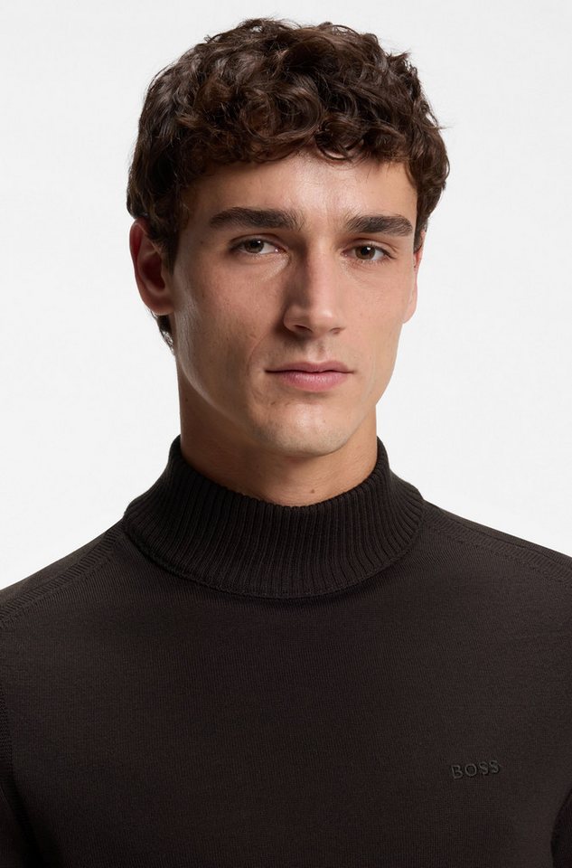 BOSS ORANGE Strickpullover Avac M1 Regular Fit, Schurwollmischung, Stehkragen – Bild 2 von 5