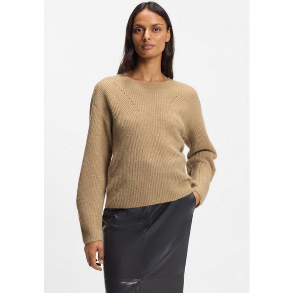 BOSS ORANGE Strickpullover Fenne Premium Damenmode mit Alpaka, Ajourlochmuster