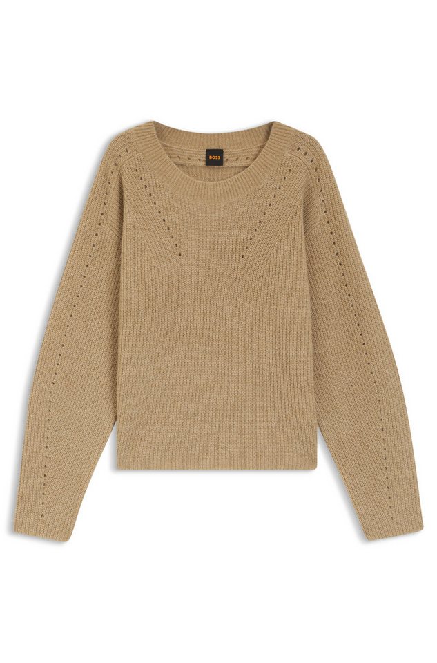 BOSS ORANGE Strickpullover Fenne Premium Damenmode mit Alpaka, Ajourlochmuster – Bild 4 von 5