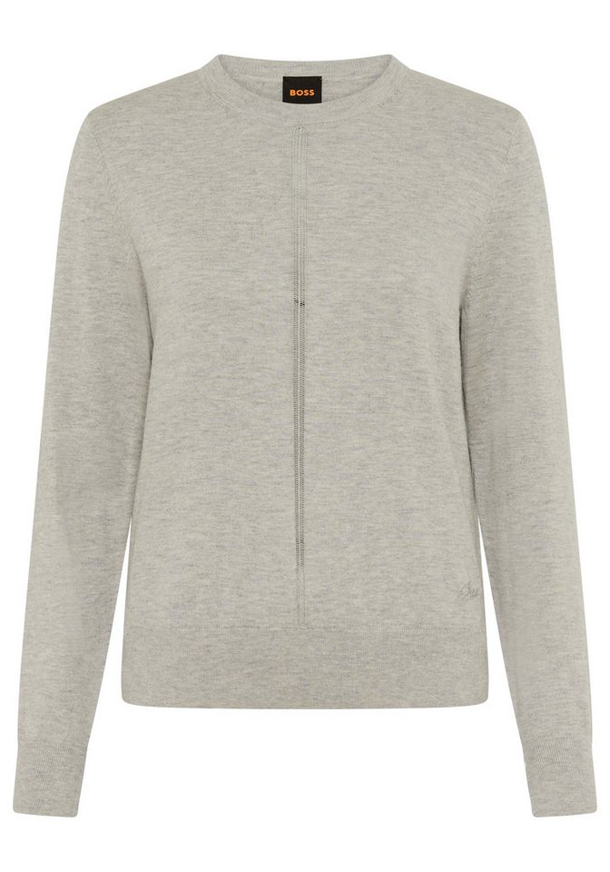 BOSS ORANGE Strickpullover Finguine Premium Damenmode mit Ajour-Dekor, Woll-Mix, Rundhalsform – Bild 2 von 3