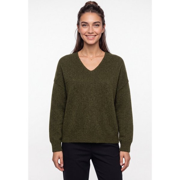 BOSS ORANGE Strickpullover Fondyssa Premium Damenmode im Relaxed Fit, V-Ausschnitt, Alpaka-Anteil