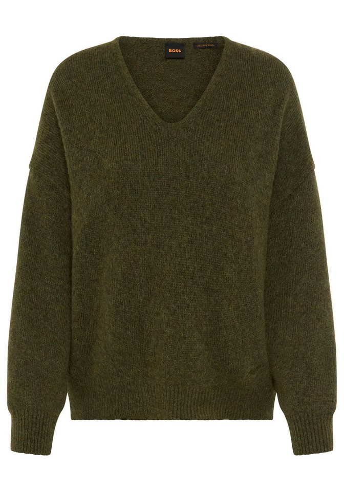 BOSS ORANGE Strickpullover Fondyssa Premium Damenmode im Relaxed Fit, V-Ausschnitt, Alpaka-Anteil – Bild 4 von 5