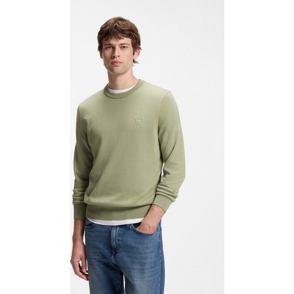BOSS ORANGE Strickpullover Kanovano Cotton Cashmere mit Rundhalsausschnitt