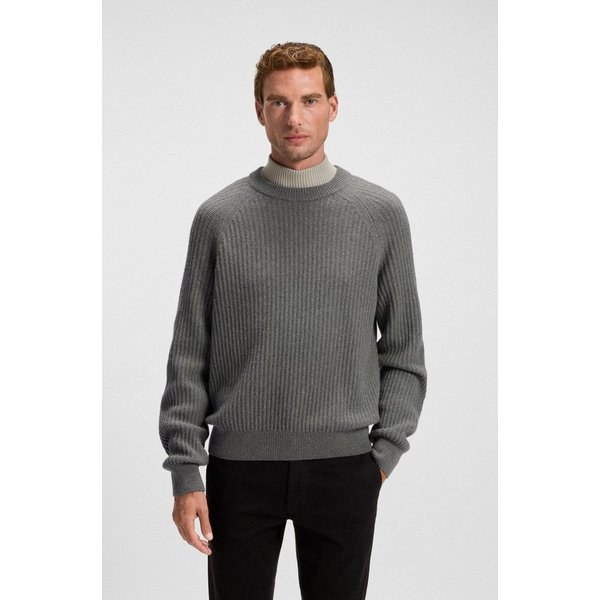 BOSS ORANGE Strickpullover Klacier mit Schurwolle, Relaxed Fit, Rippstrick