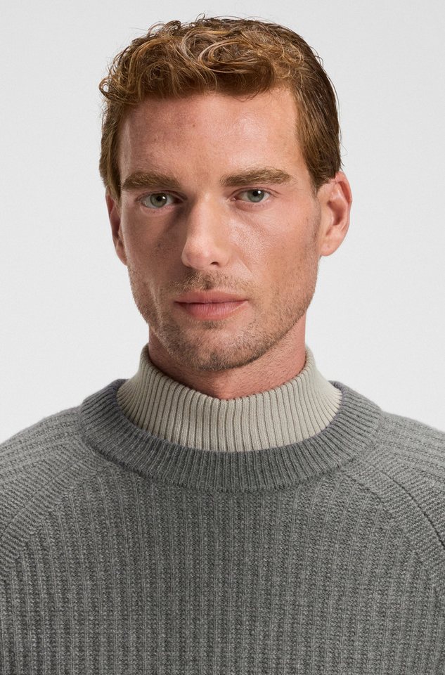 BOSS ORANGE Strickpullover Klacier mit Schurwolle, Relaxed Fit, Rippstrick – Bild 2 von 5