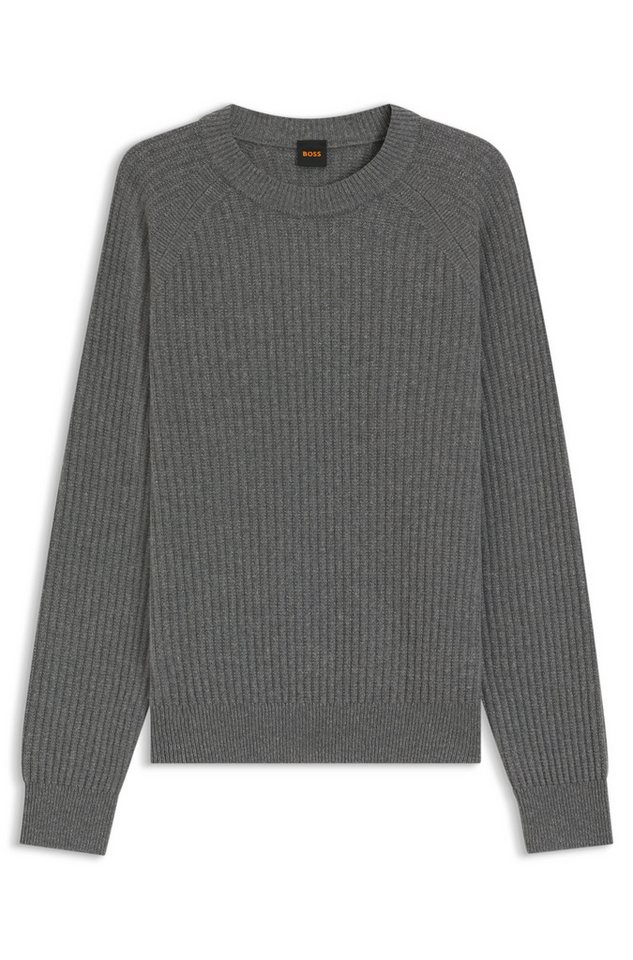 BOSS ORANGE Strickpullover Klacier mit Schurwolle, Relaxed Fit, Rippstrick – Bild 4 von 5