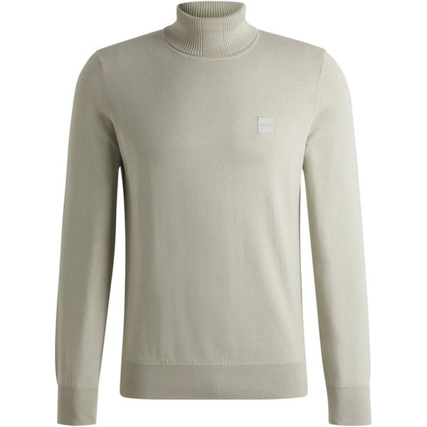 BOSS ORANGE Strickpullover natur,Casual,Baumwolle,Unifarben,Rollkragen,Lang,Regular Fit