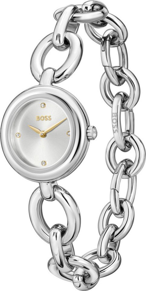 BOSS Quarzuhr LIVE 1502791, Armbanduhr, Damenuhr, Edelstahlarmband, analog, Glassteine – Bild 2 von 4