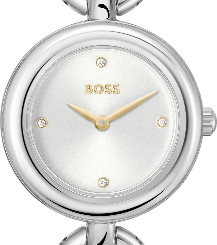 BOSS Quarzuhr LIVE 1502791, Armbanduhr, Damenuhr, Edelstahlarmband, analog, Glassteine – Bild 4 von 4