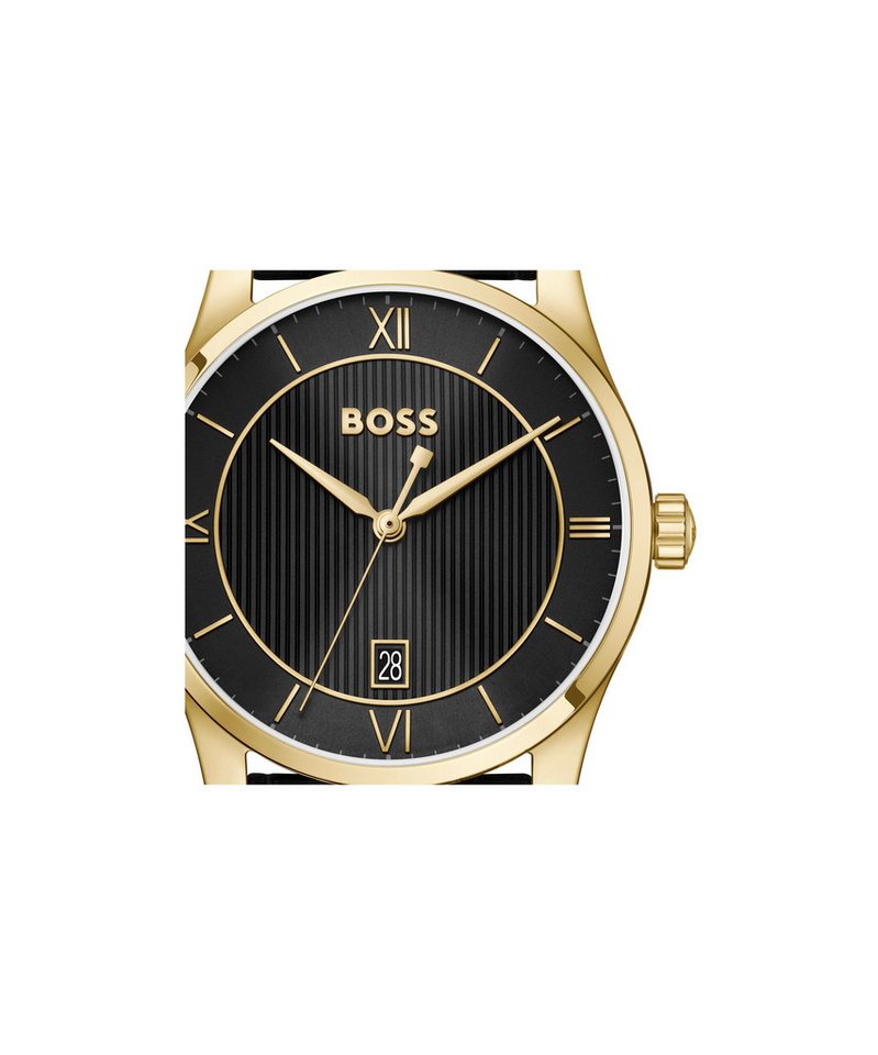 BOSS Quarzuhr PRINCIPLE 1514364, Armbanduhr, Damenuhr, Herrenuhr, Lederarmband, analog, Tag – Bild 4 von 4