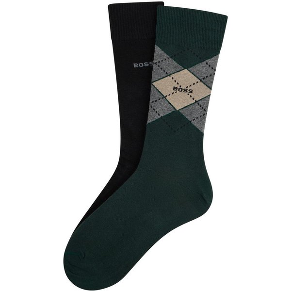 BOSS Socken 2P RS Argyle CC (Packung, 2-Paar, 2er Pack) mit BOSS Schriftzug