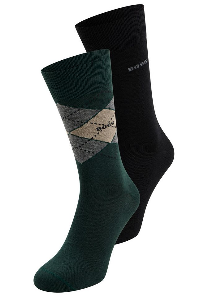 BOSS Socken 2P RS Argyle CC (Packung, 2-Paar, 2er Pack) mit BOSS Schriftzug – Bild 2 von 2