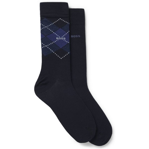 BOSS Socken 2P RS Argyle CC (Packung, 2-Paar, 2er Pack) mit BOSS Schriftzug