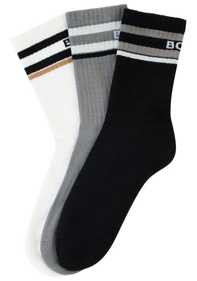 BOSS Socken Rib Stripe (Packung) elastisch, mit Rippstrick, verstärkter Fersen- und Zehenbereich – Bild 2 von 2