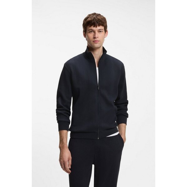 BOSS Sweatjacke Structure aus Baumwoll-Mix mit Waffelstruktur