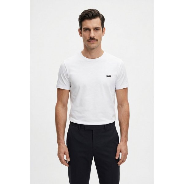BOSS T-Shirt Rundhals, Jersey, kleines Logo, regular fit